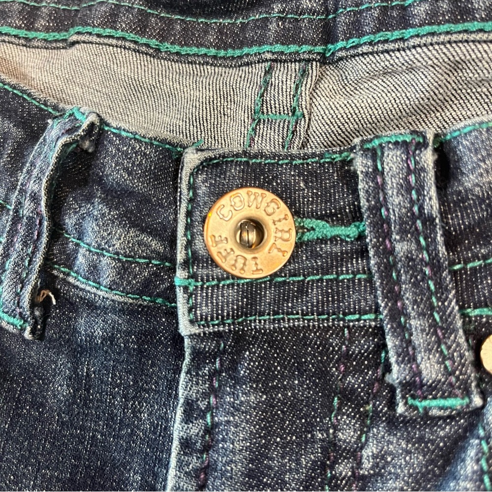 Cowgirl Tuff Co Embroidered Bootcut Jeans Size 24x35 Stretch Western Cowgirl Y2K - Picture 7 of 16